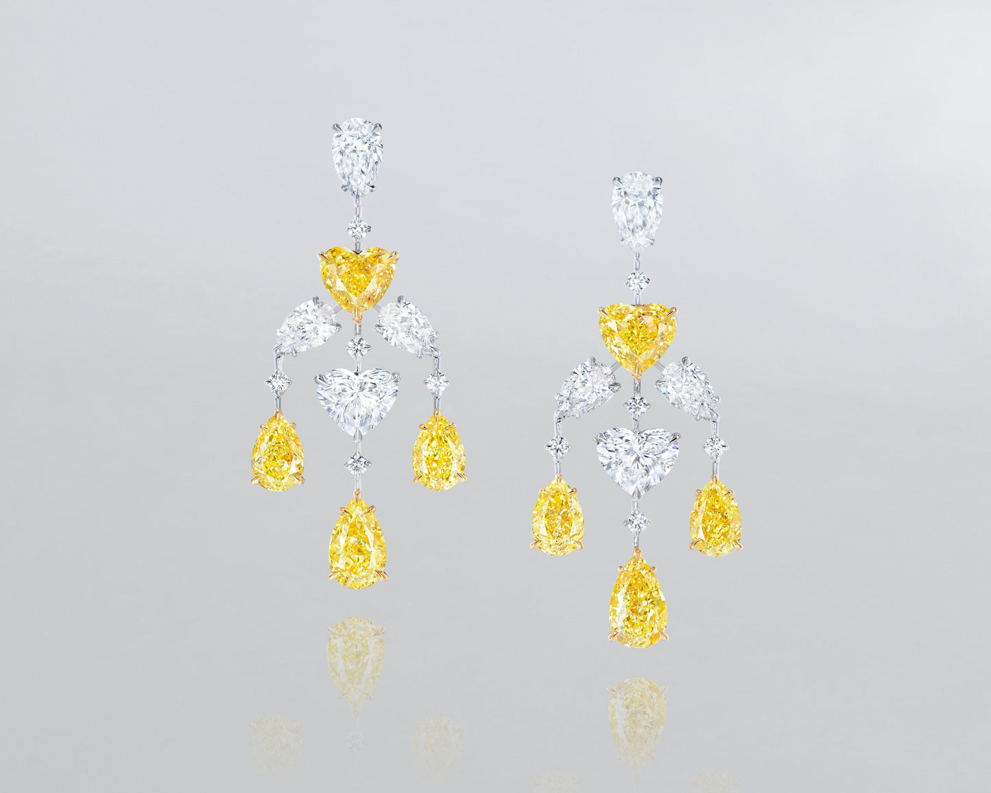 Fancy Intense Yellow and White Diamond Chandelier Earrings