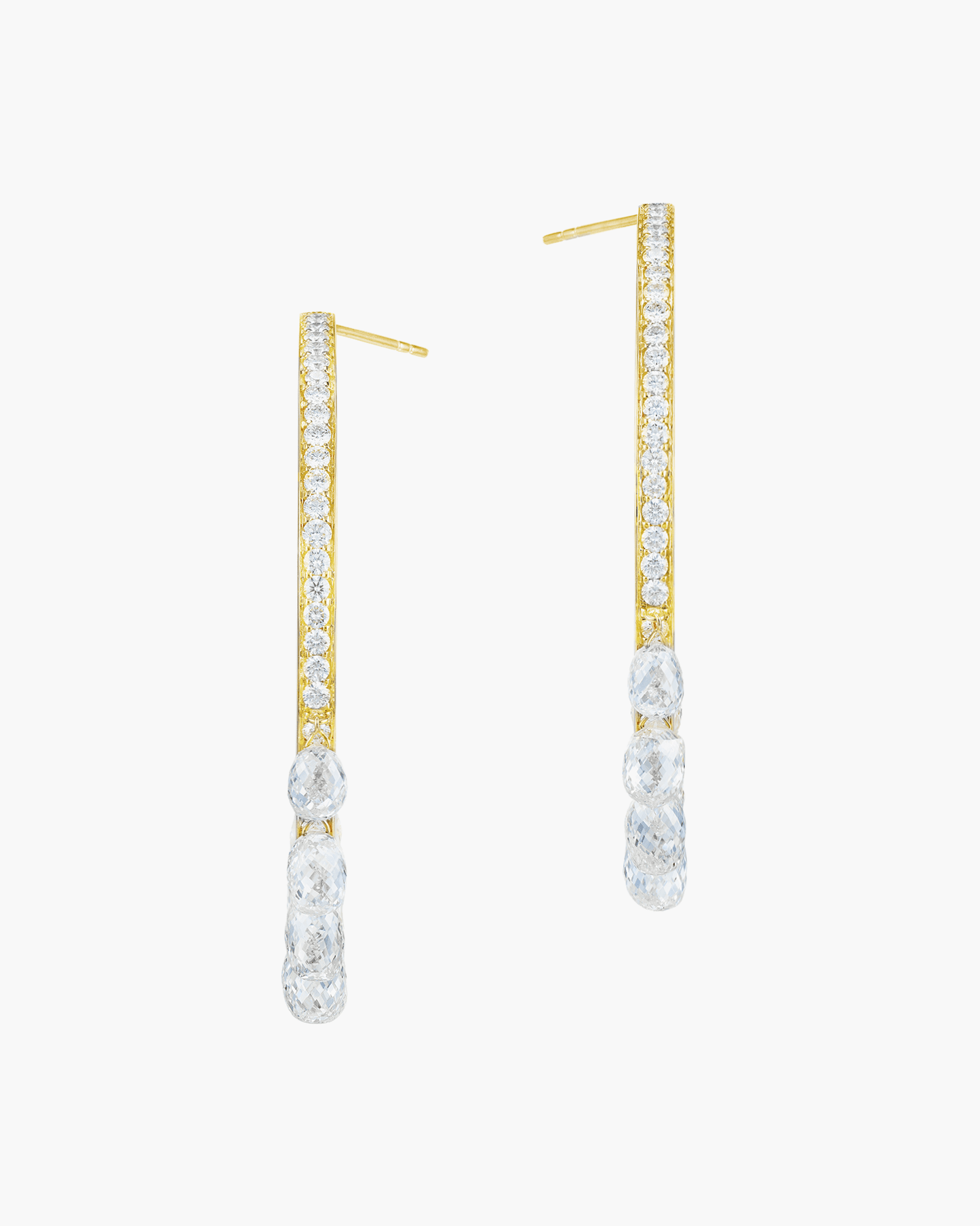 Briolette and Brilliant Diamond Yellow Gold Hoop Earrings