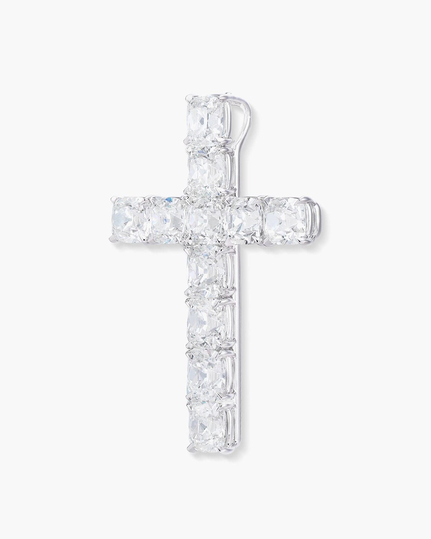 Antique Cushion Cut Diamond Cross Pendant Necklace, 8.11 carats