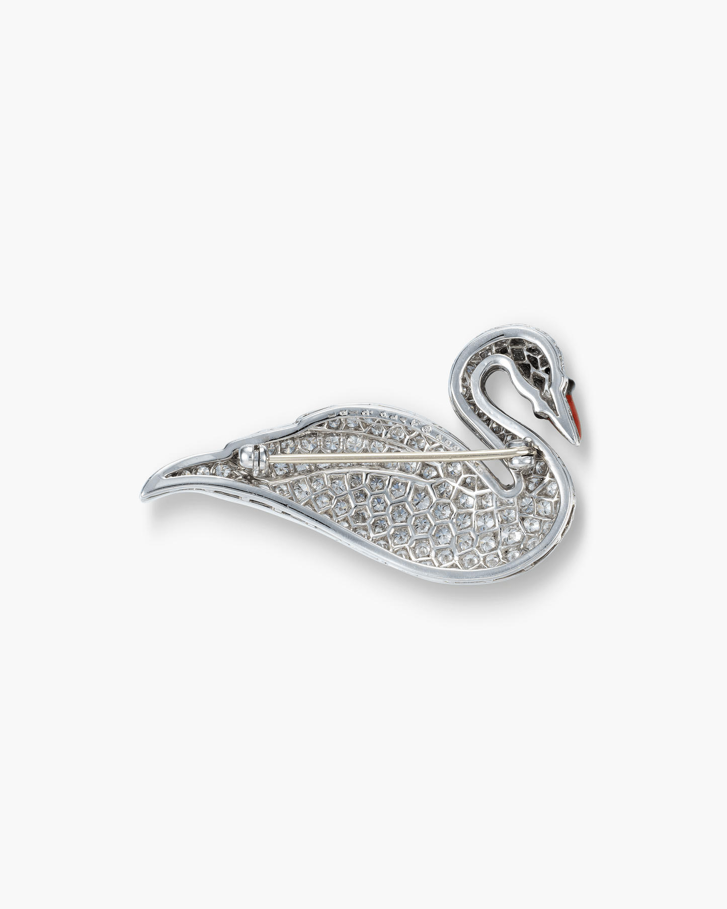 Estate Diamond Swan Brooch
