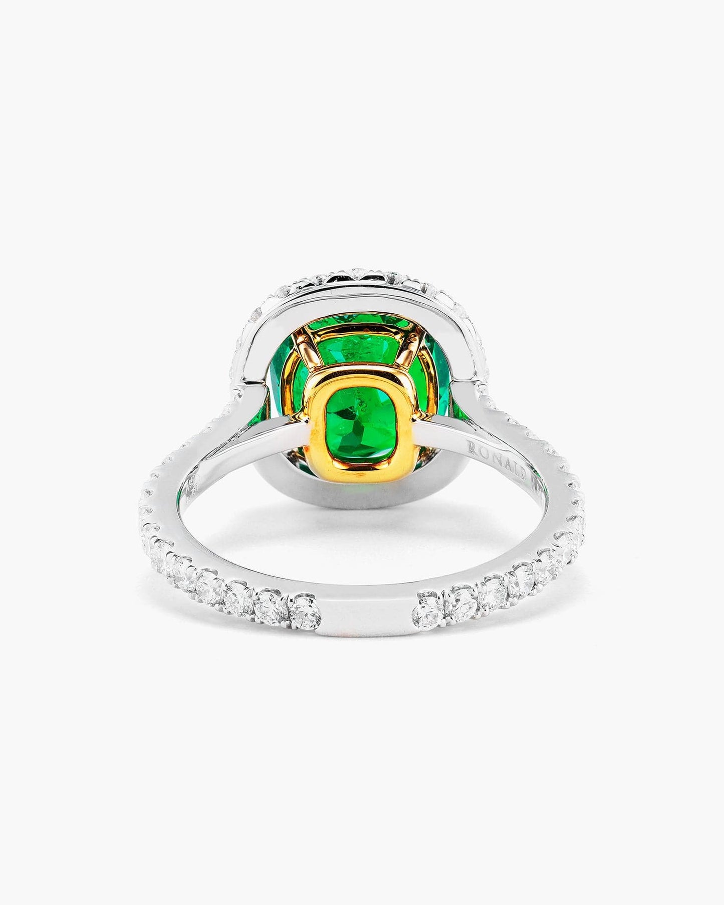 2.64 carat Cushion Cut Colombian Emerald and Diamond Ring