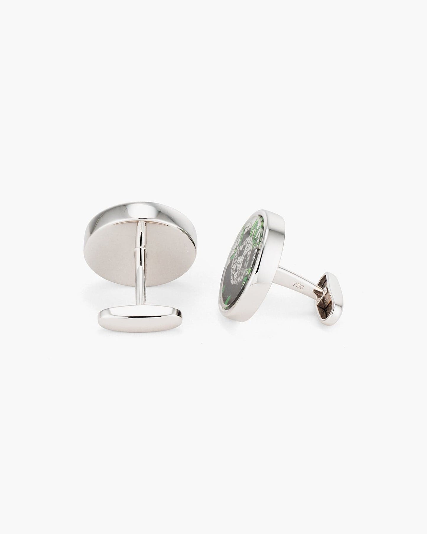 Mother of Pearl and Crystal Hand Painted Panda Cufflinks