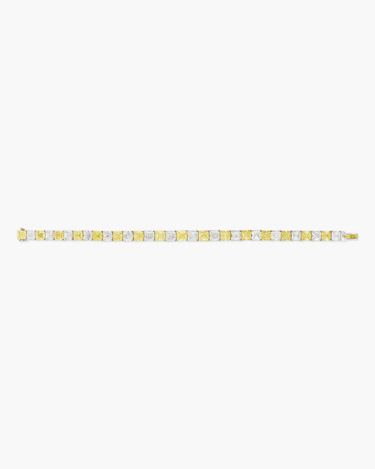 Asscher Cut Yellow and White Diamond Bracelet