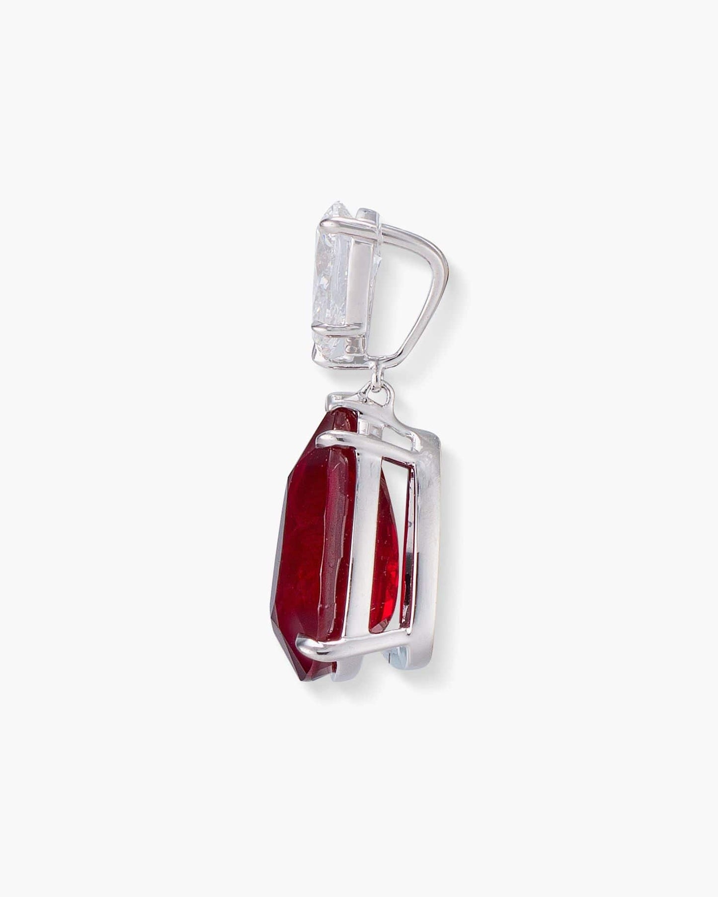 3.14 carat Pear Shape Burmese Ruby and Diamond Pendant Necklace