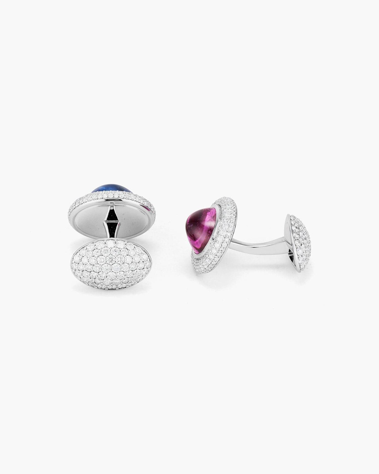 Coloured Cabochon Sapphire and Diamond Cufflinks