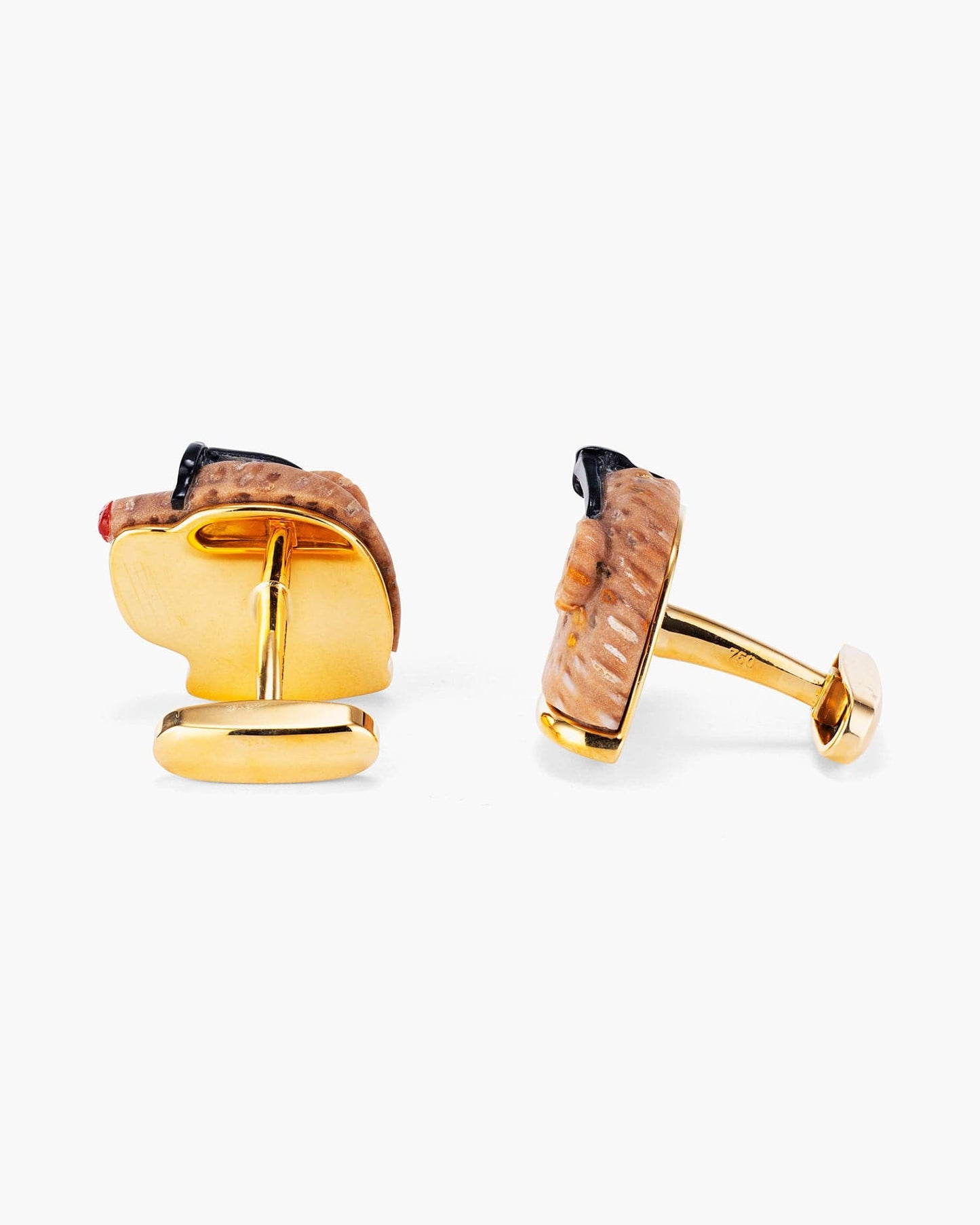 Petrified Palm Tree and Agate Snow Leopard Cufflinks