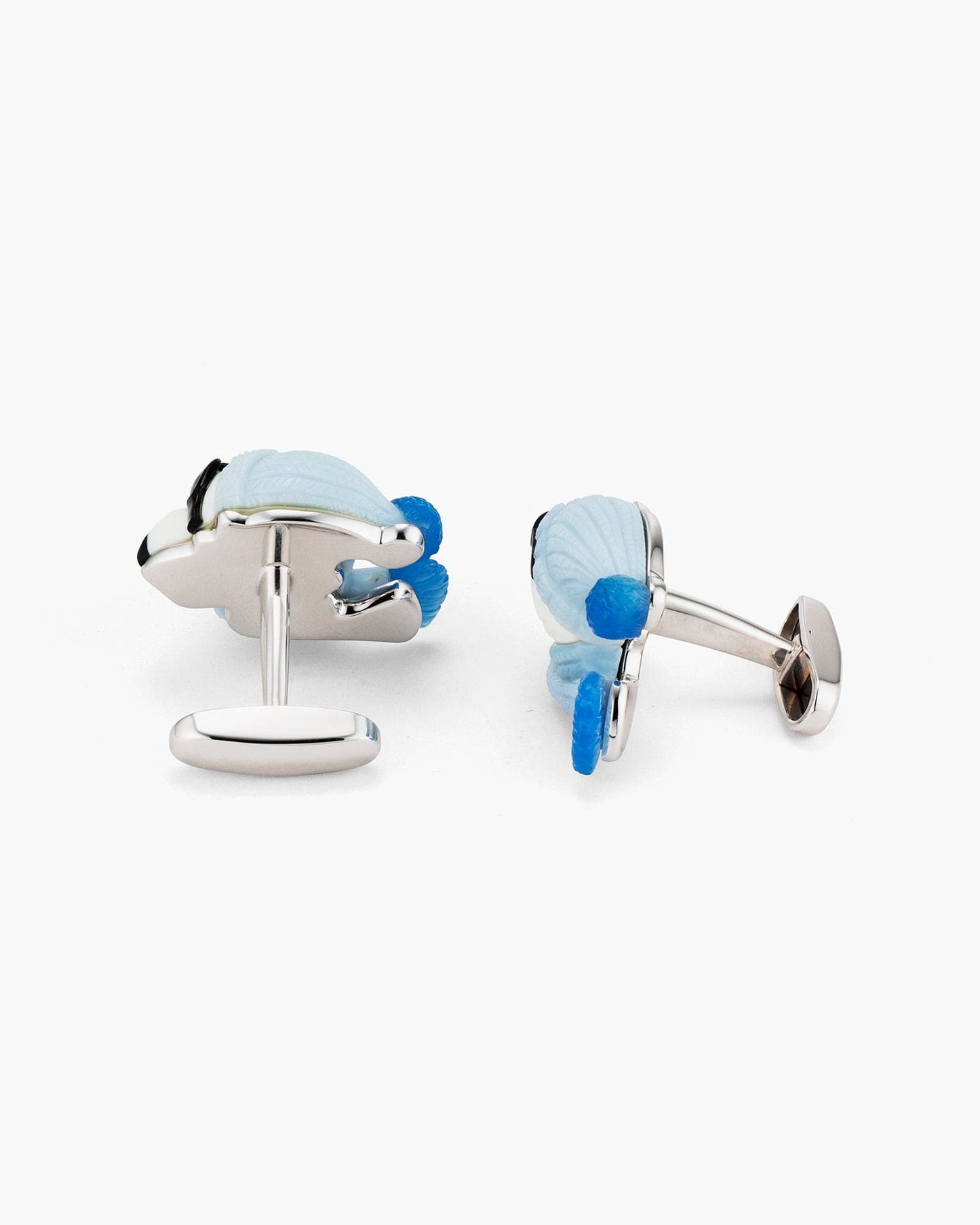 Opal, Coral and Onyx Skiing Polar Bear Cufflinks