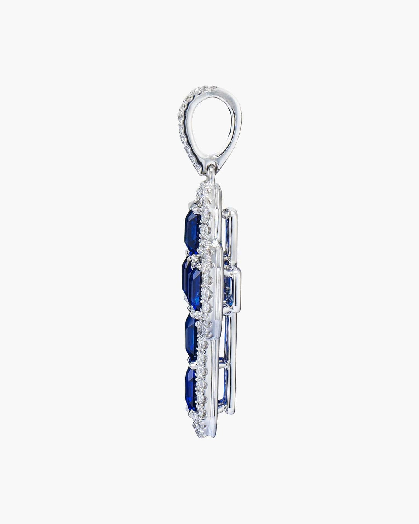 Sapphire and Diamond Cross Pendant Necklace