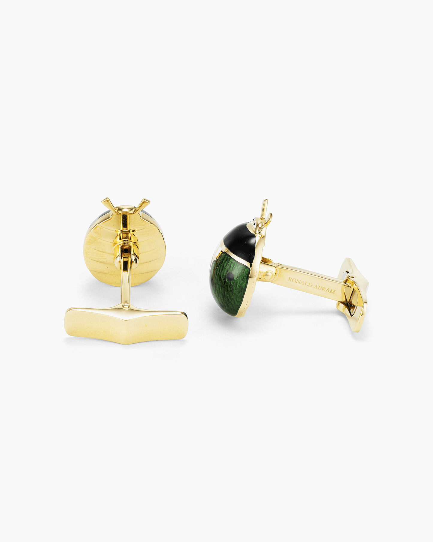 Green Enamel Ladybug Cufflinks