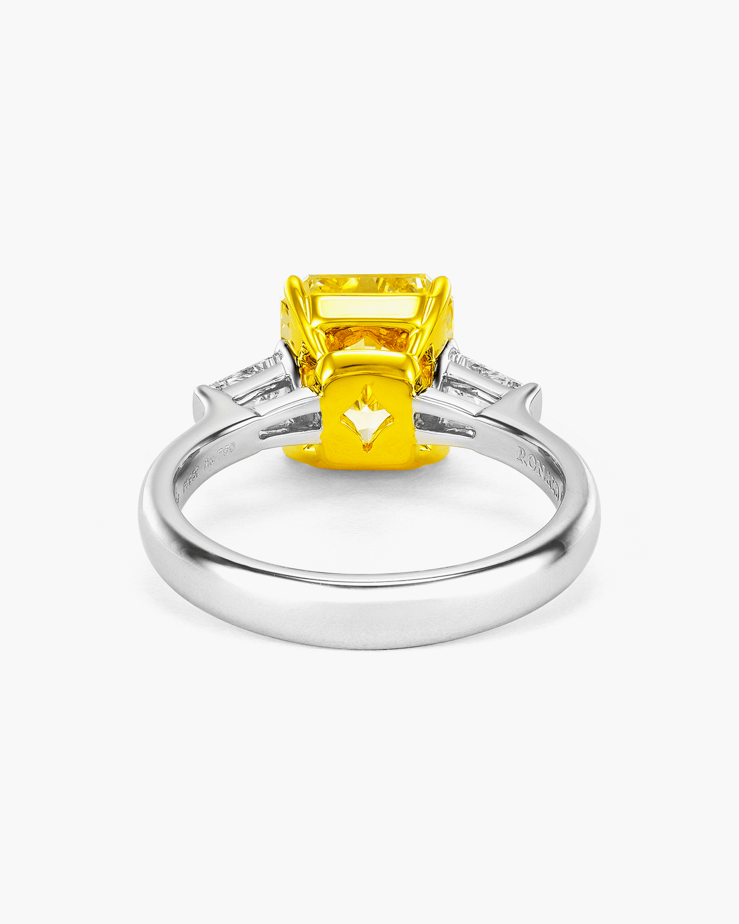 3.21 carat Radiant Cut Yellow and White Diamond Ring
