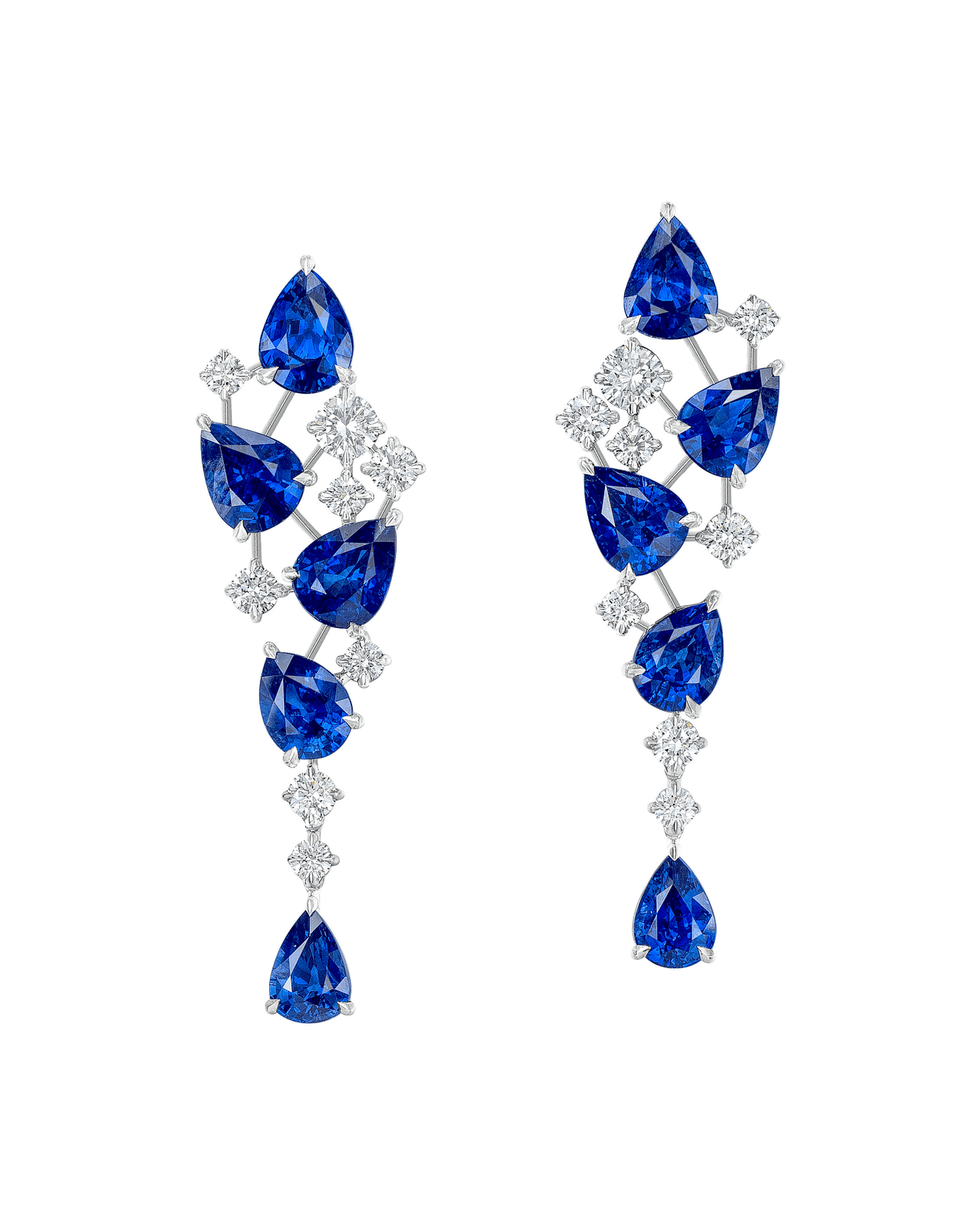12.40 carat Pear Shape Sapphire and Diamond Earrings