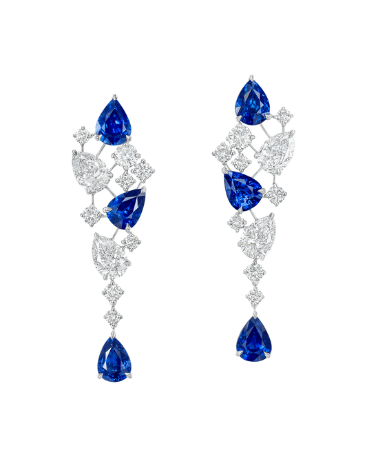 7.95 carat Pear Shape Sapphire and Diamond Earrings