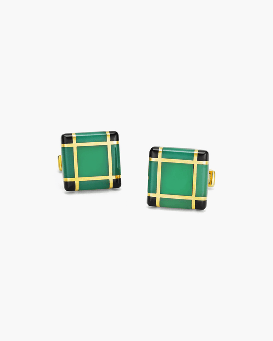 Jade and Onyx Checkerboard Cufflinks