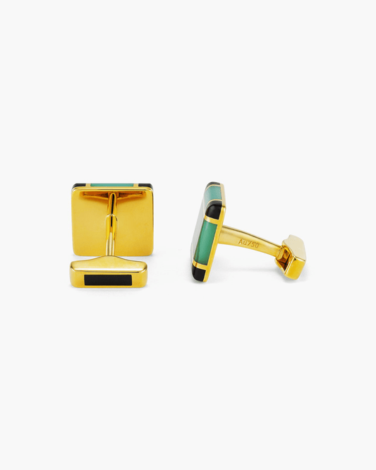 Jade and Onyx Checkerboard Cufflinks