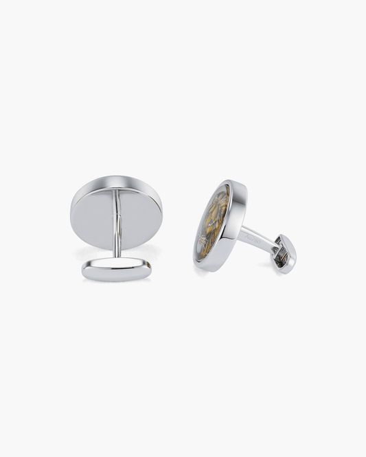 Mother of Pearl and Crystal Hand Painted Lion Cufflinks
