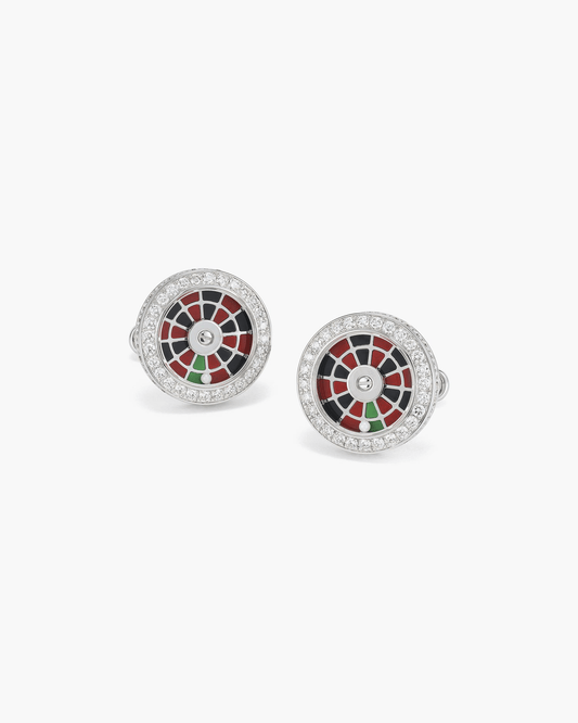 Diamond and Enamel Roulette Wheel Cufflinks