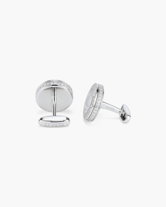 Diamond and Enamel Roulette Wheel Cufflinks