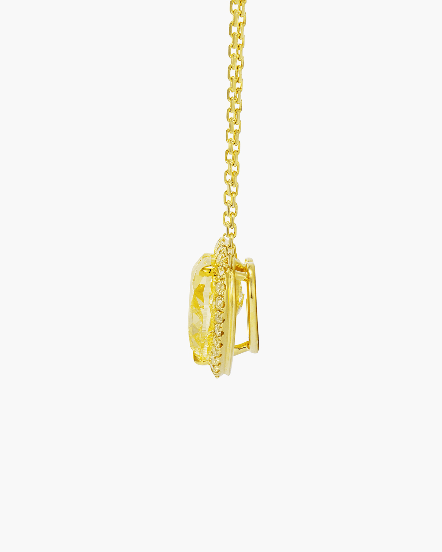 3.74 carat Heart Shape Yellow Diamond Pendant Necklace
