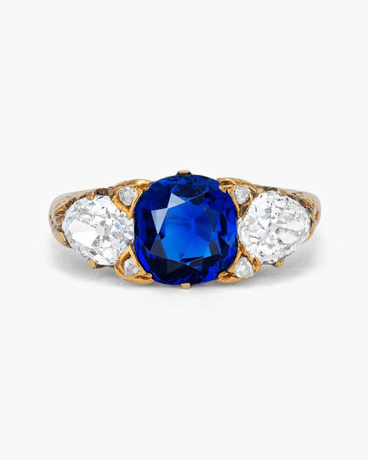Edwardian Burmese Sapphire and Diamond Ring