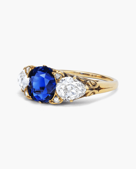 Edwardian Burmese Sapphire and Diamond Ring