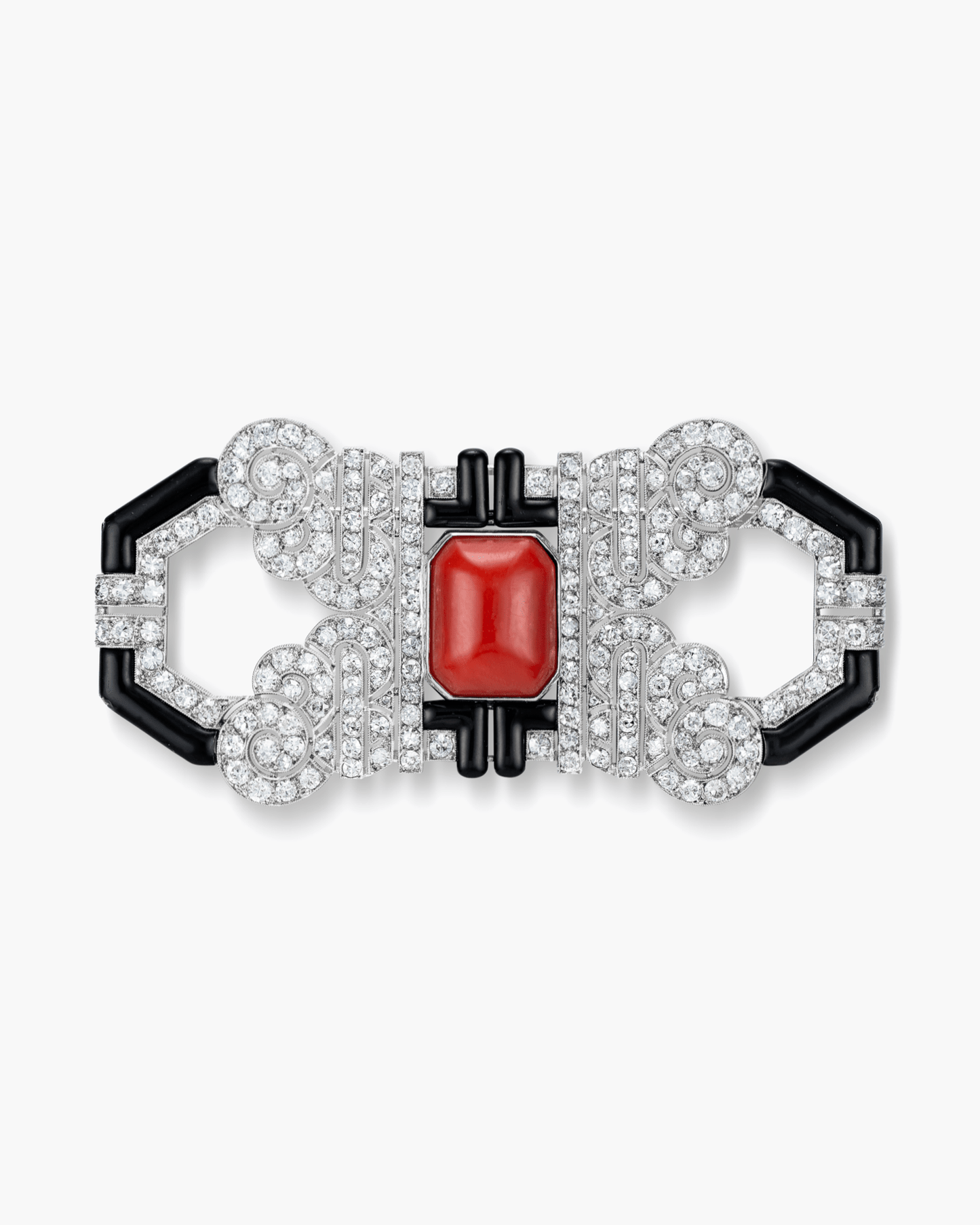 Art Deco Coral, Diamond and Enamel Brooch by Vever