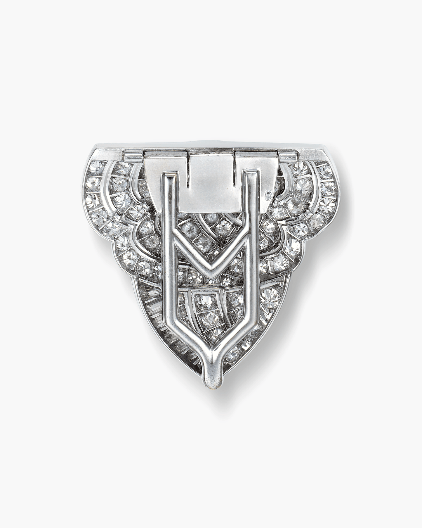 Art Deco Diamond Camellia Motif Clip