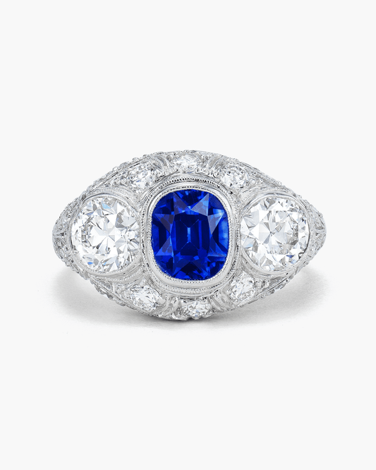 Art Deco Ceylon Sapphire and Diamond Ring