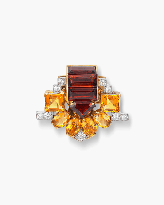 Art Deco Citrine and Diamond Brooch by Cartier