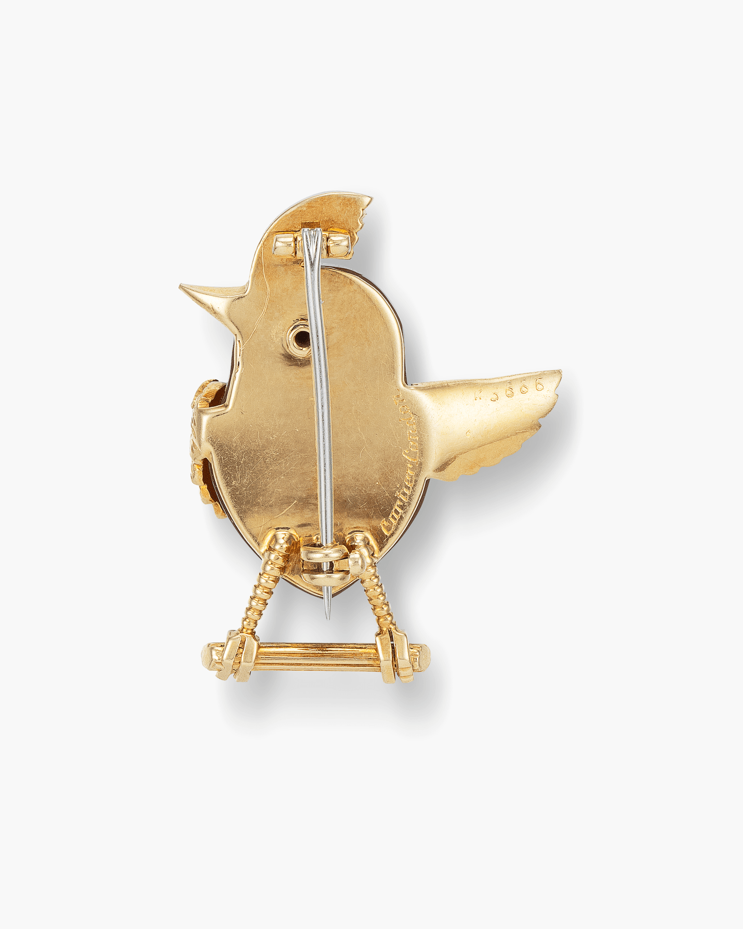 Estate Carnelian and Emerald Bird Brooch by Cartier