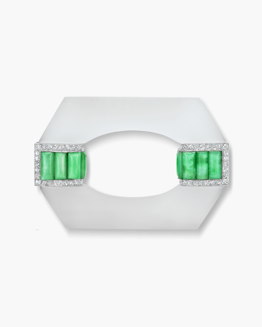 Art Deco Crystal, Jade and Diamond Brooch by Georges Fouquet