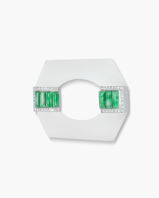Art Deco Crystal, Jade and Diamond Brooch by Georges Fouquet