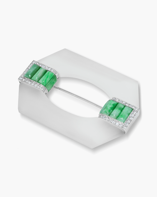 Art Deco Crystal, Jade and Diamond Brooch by Georges Fouquet