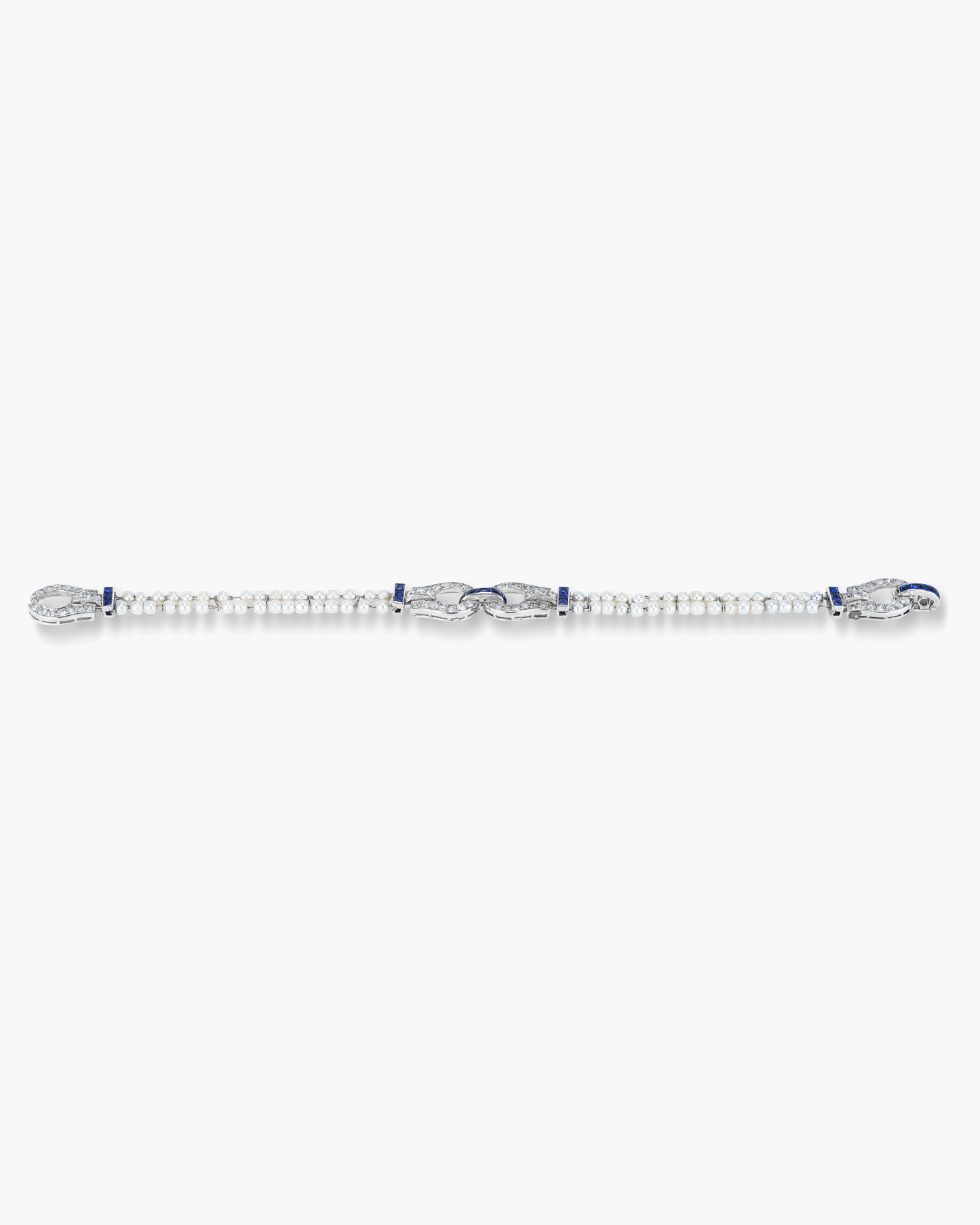 Edwardian Natural Pearl, Diamond and Sapphire Bracelet