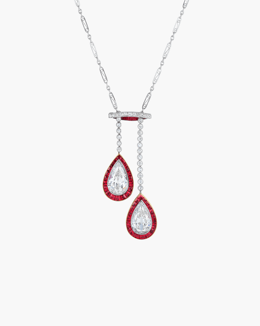Edwardian Diamond and Ruby Necklace
