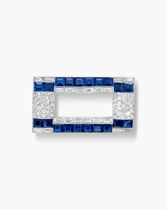 Art Deco Sapphire and Diamond Cadre Brooch by Boucheron
