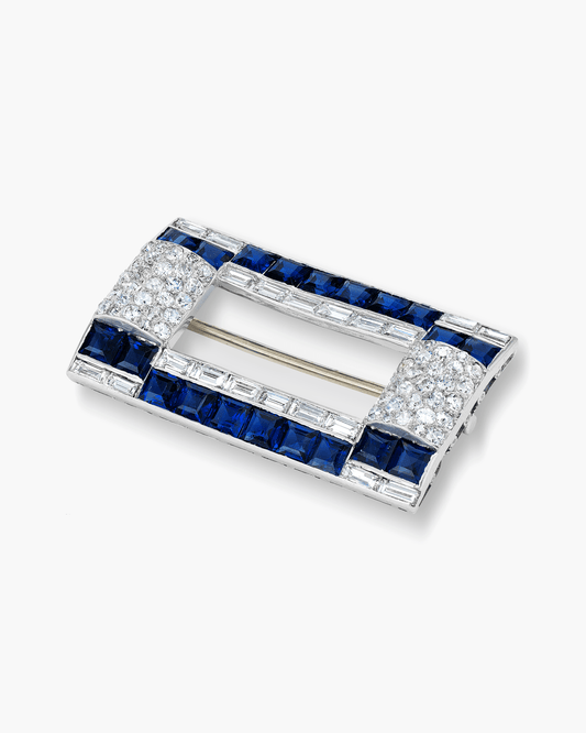 Art Deco Sapphire and Diamond Cadre Brooch by Boucheron