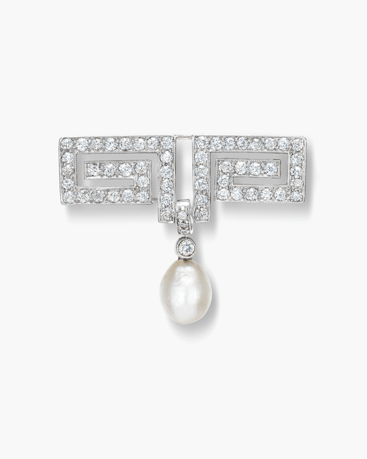 Art Deco Natural Pearl and Diamond Brooch