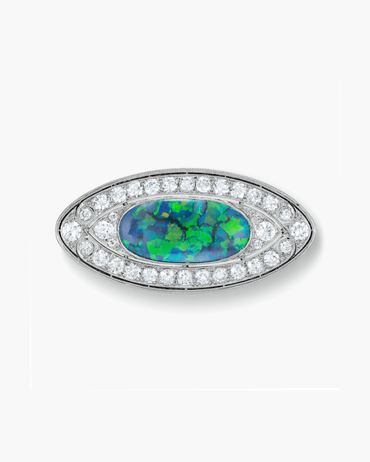 Art Deco Opal and Diamond Brooch by Marcus & Co.