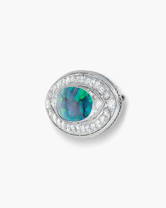 Art Deco Opal and Diamond Brooch by Marcus & Co.