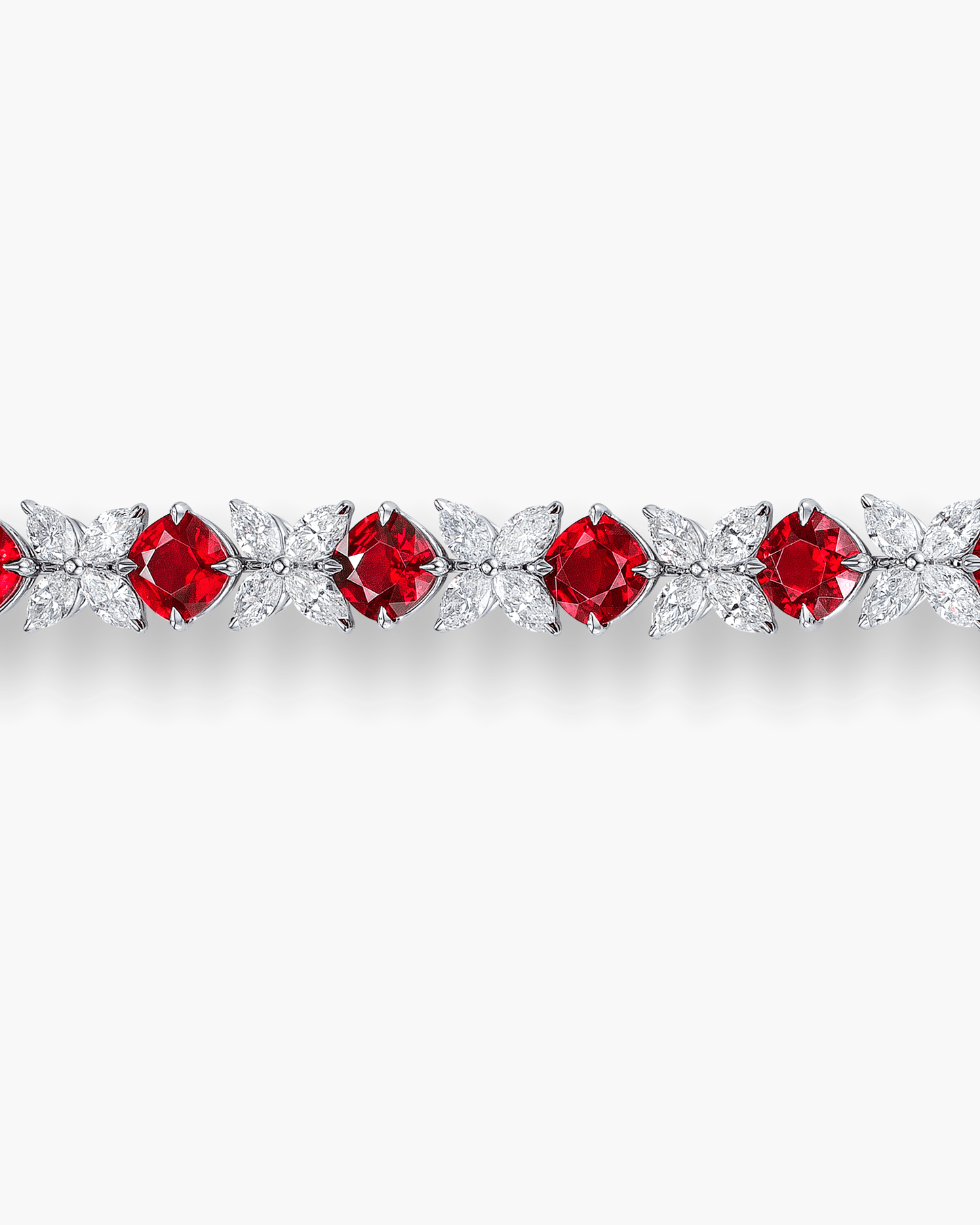 Cushion Cut Rubies and Diamond Bracelet