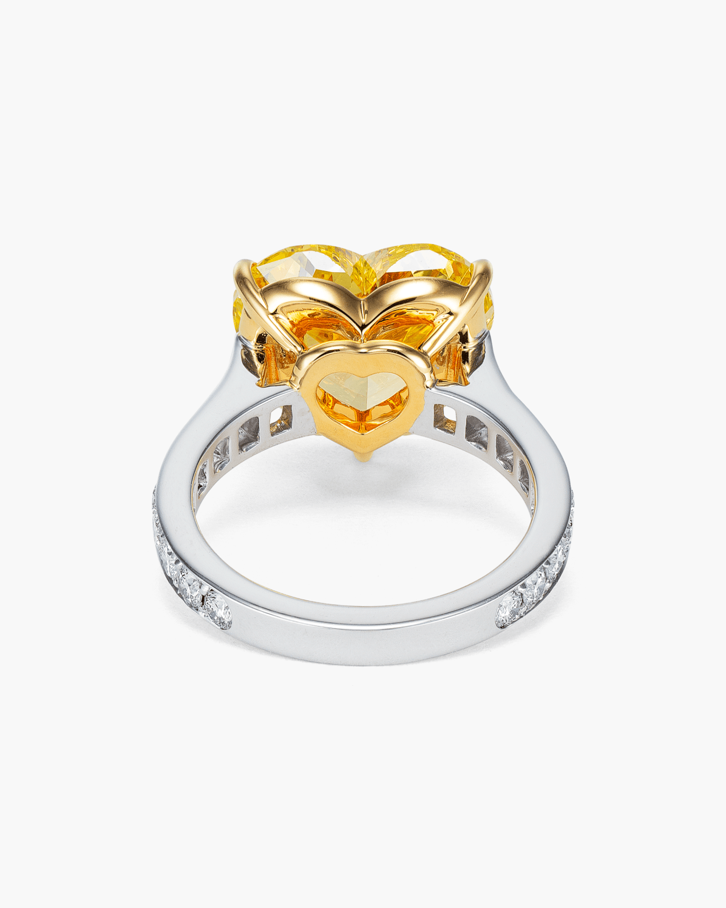 6.34 carat Heart Shape Yellow and White Diamond Ring