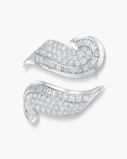 Art Deco Diamond Scroll Brooches by René Boivin