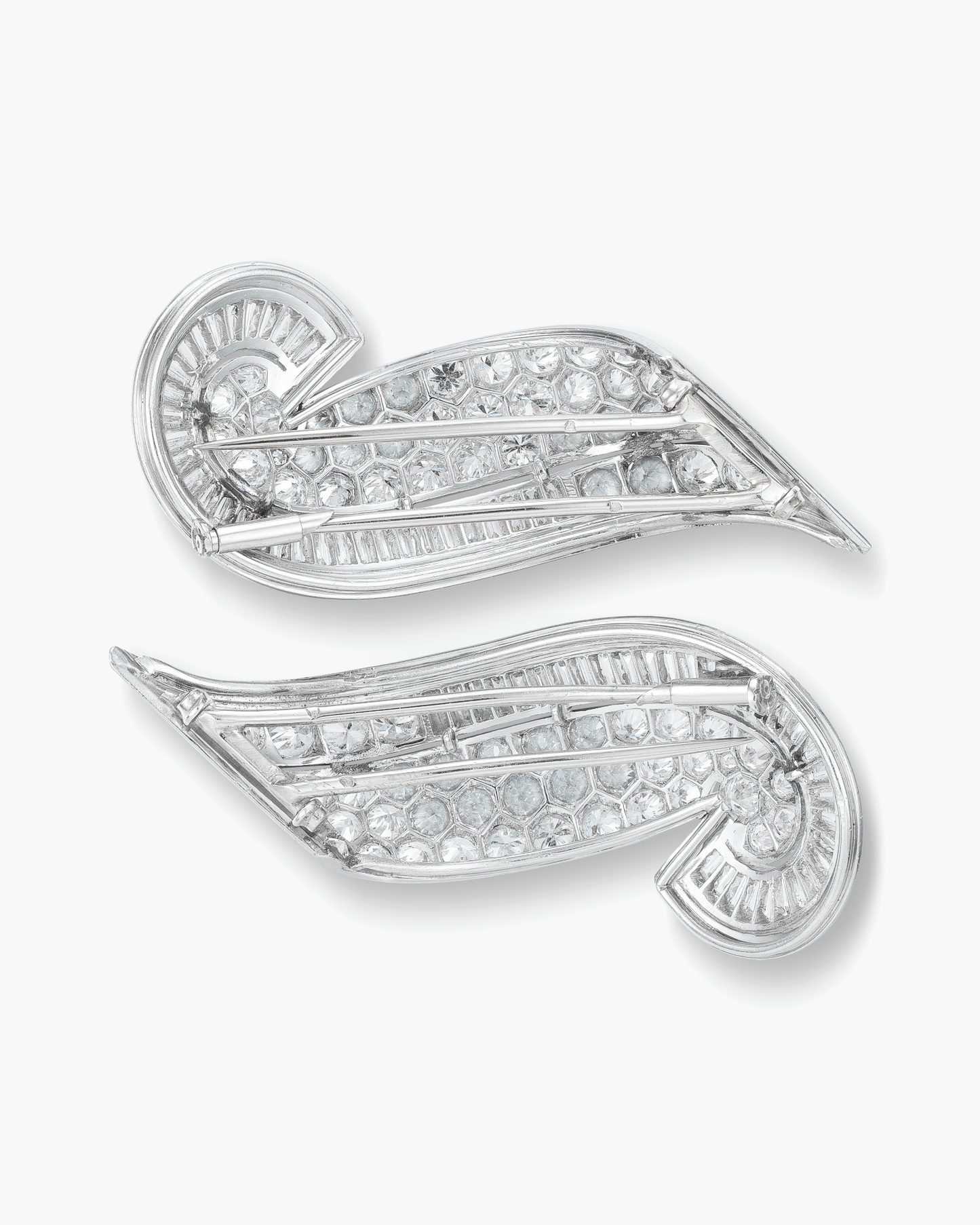 Art Deco Diamond Scroll Brooches by René Boivin