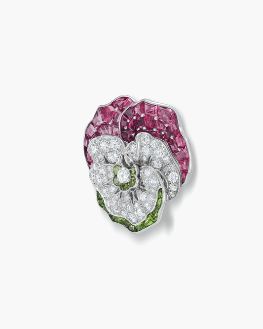 Estate Gemstone and Diamond Pansy Brooch by Oscar Heyman