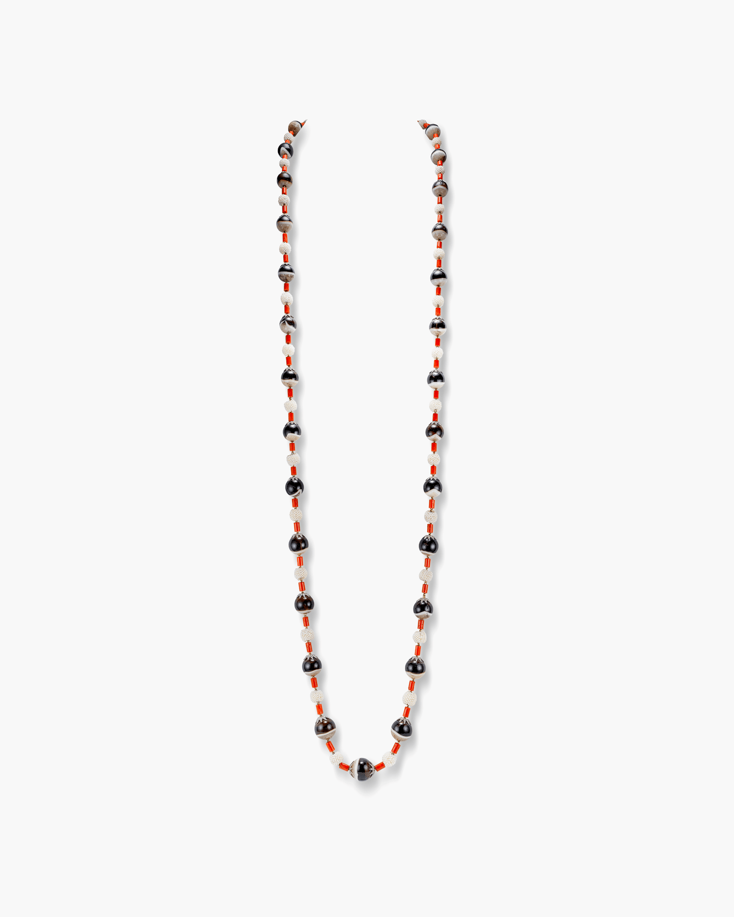 Art Deco Diamond, Agate, Coral and Seed Pearl Sautoir by Cartier