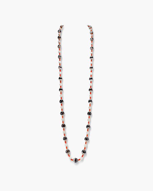 Art Deco Diamond, Agate, Coral and Seed Pearl Sautoir by Cartier