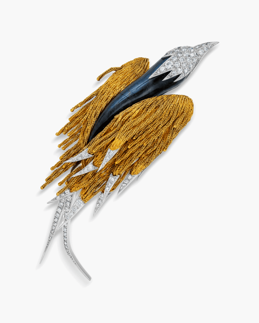 Estate Diamond and Labradorite Bird Brooch