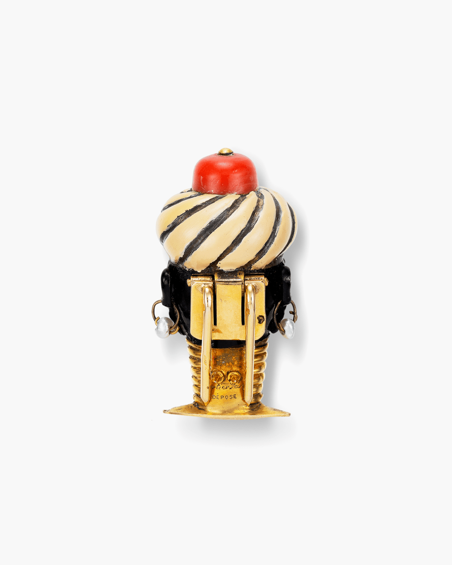 Art Deco Diamond, Lacquer, Coral and Pearl Blackamoor Brooch by Cartier