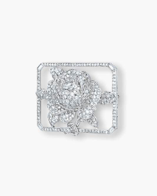 Art Deco Diamond Rose Brooch by Lacloche Frères