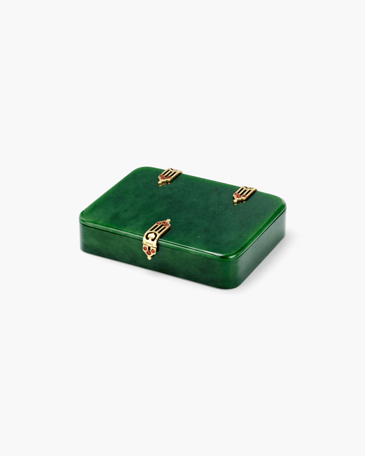 Art Deco Nephrite Jade and Ruby Table Box by Cartier